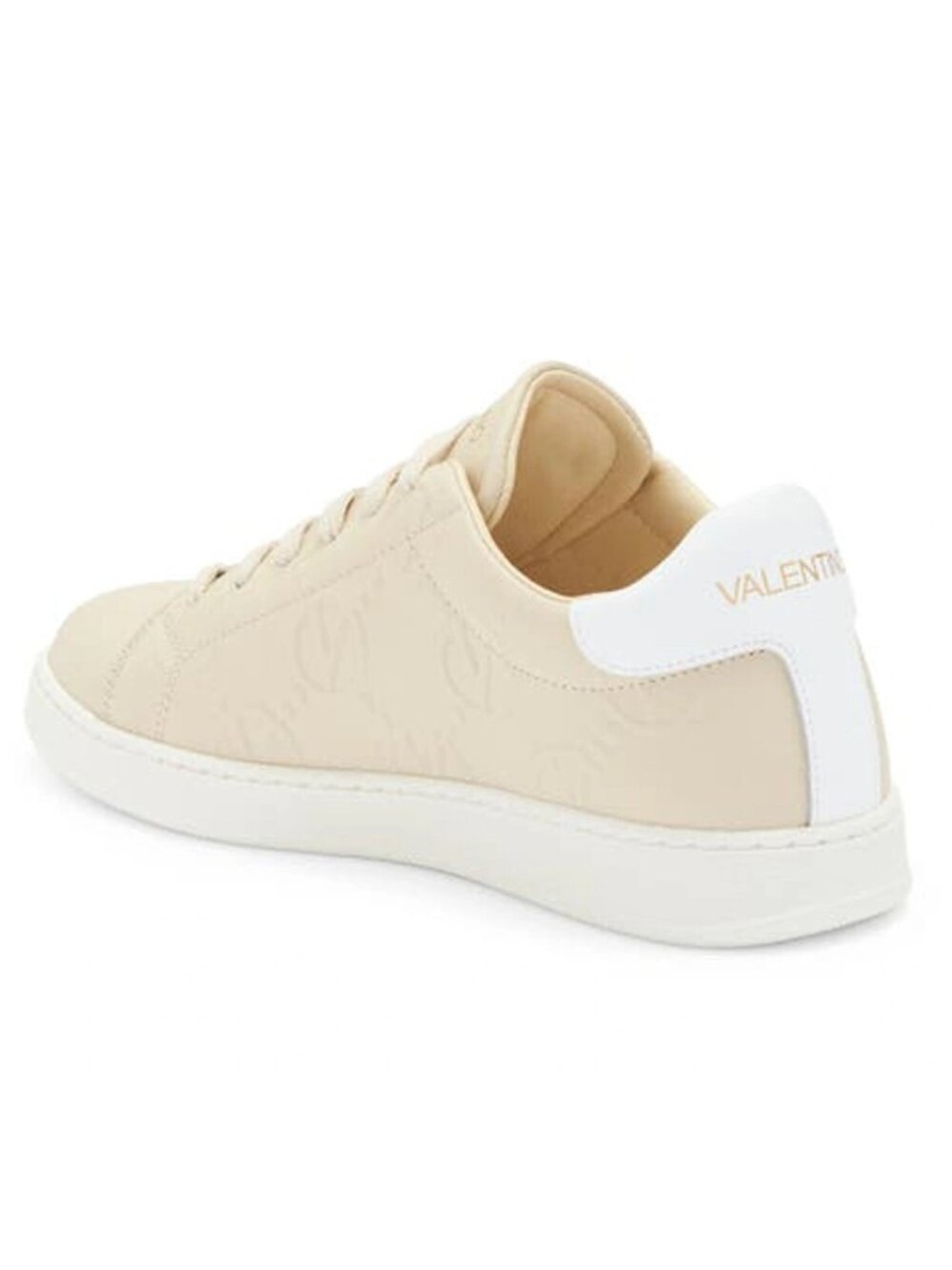 Valentino by Mario Valentino Womens Sofia VLogo Leather Sneaker Shoes Cream US 8 - Picture 2 of 5
